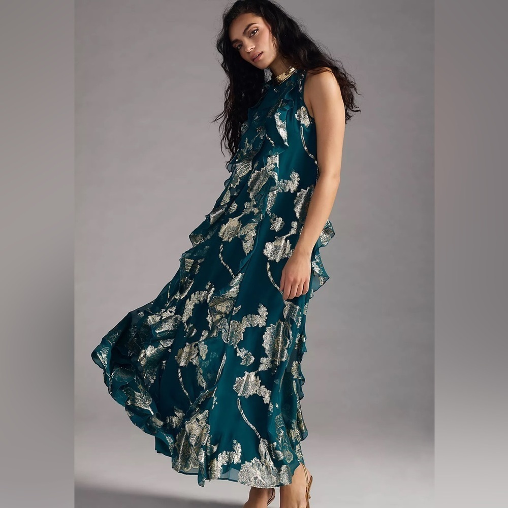 NWT Delfi Collective Ruffled Halter Dress Anthropologie